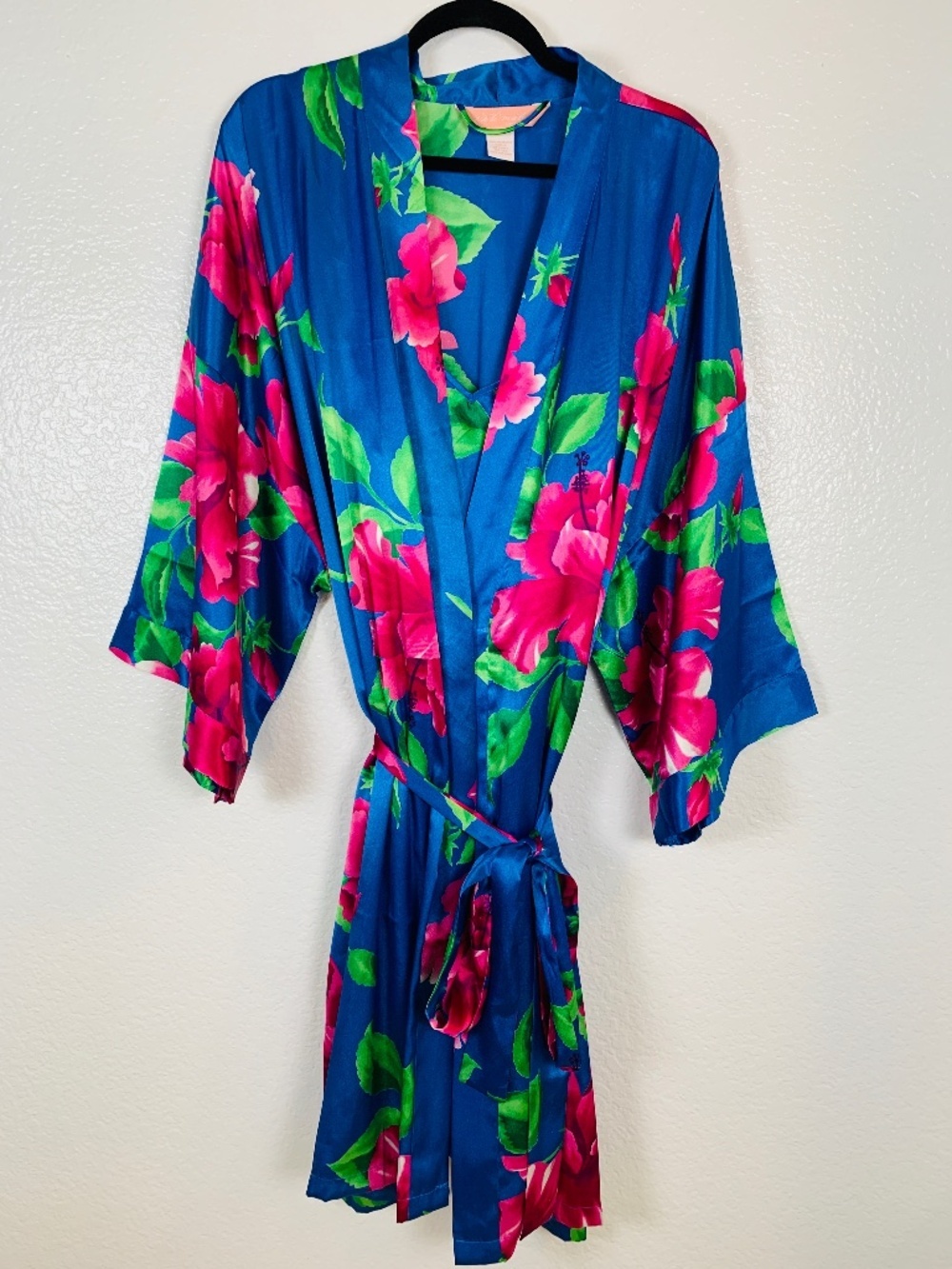 Lane Bryant Short Robe & Nightgown Set Womens Size 22/24 Blue Floral Lingerie